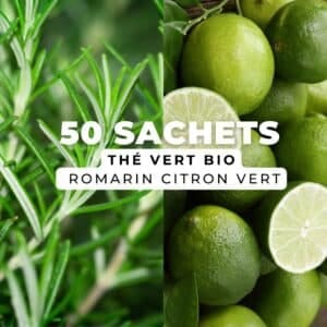 THÉ VERT BIO ROMARIN-CITRON VERT – Boîte 50 sachets suremballés